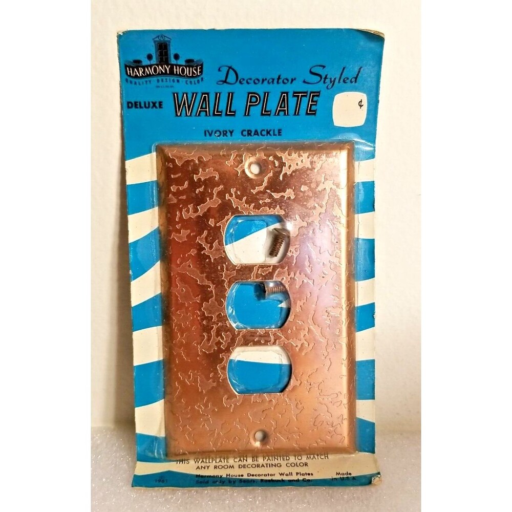 Mid Century 1961 Harmony House Triple Plug Wall Plate Antique Copper NOS USA  N6